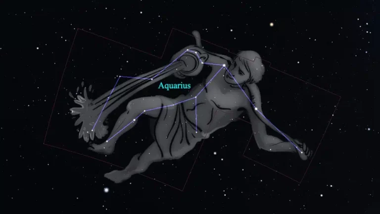 acuario simbolizado por agua y estrellas