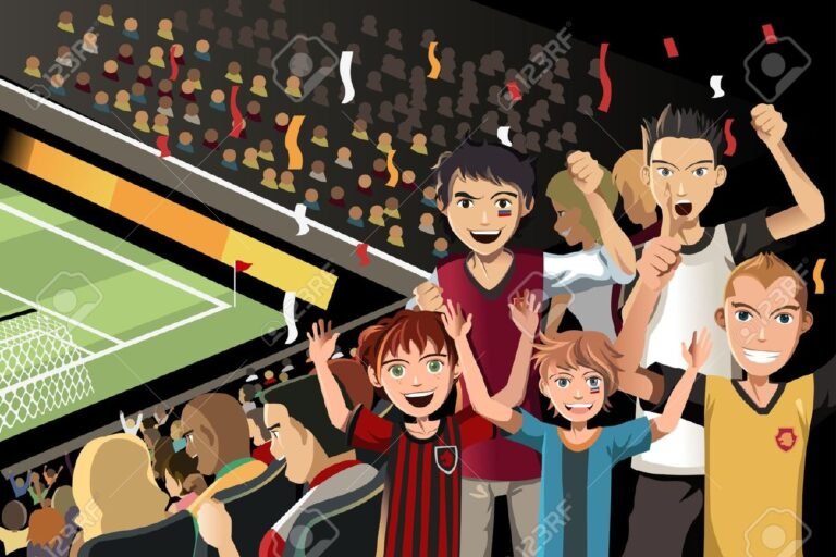 aficionados de futbol animando en el estadio