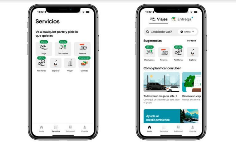 aplicacion de uber en un smartphone