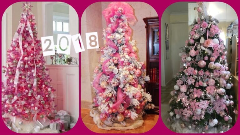 arbol de navidad rosa decorado en casa