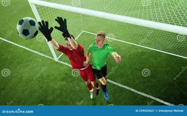 arquero de futbol en accion durante un partido