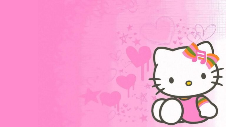 cabeza de hello kitty con fondo colorido