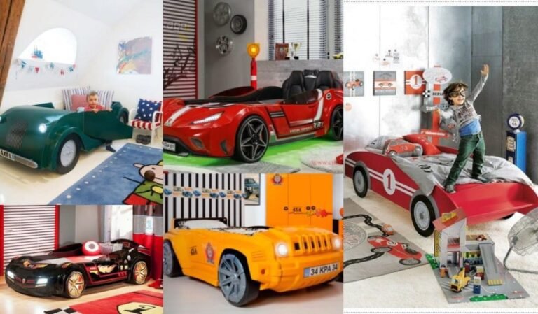 cama infantil en forma de auto colorido