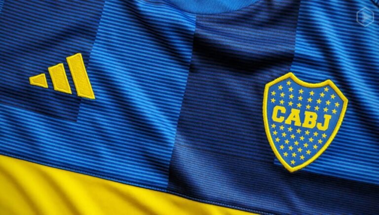 camiseta de boca juniors en un fondo deportivo