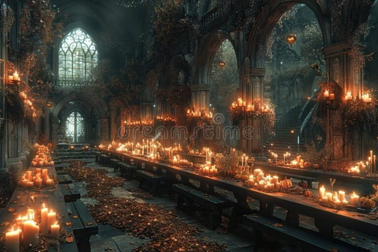 catedral con luz tenue y velas encendidas