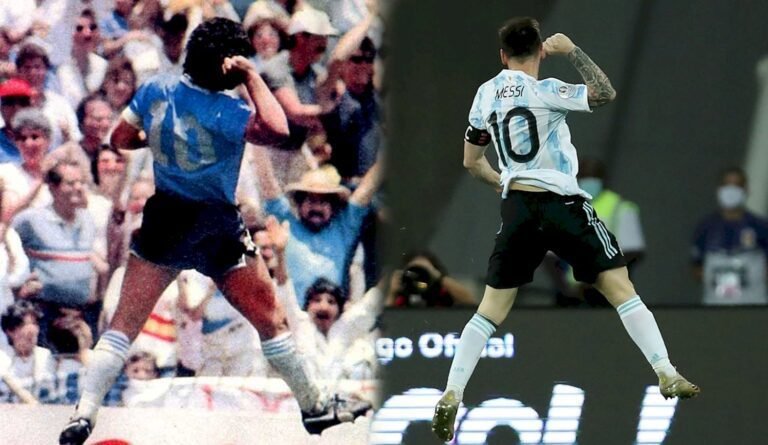 celebracion de un gol en un clasico argentino