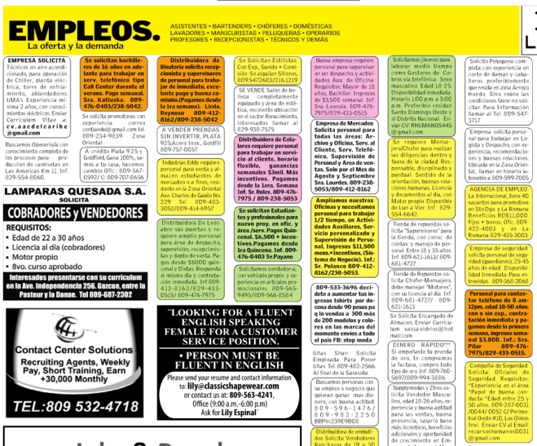 clasificados de empleo en un periodico