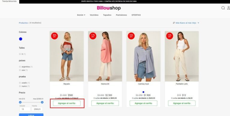 compras con cuotas en un carrito de compras