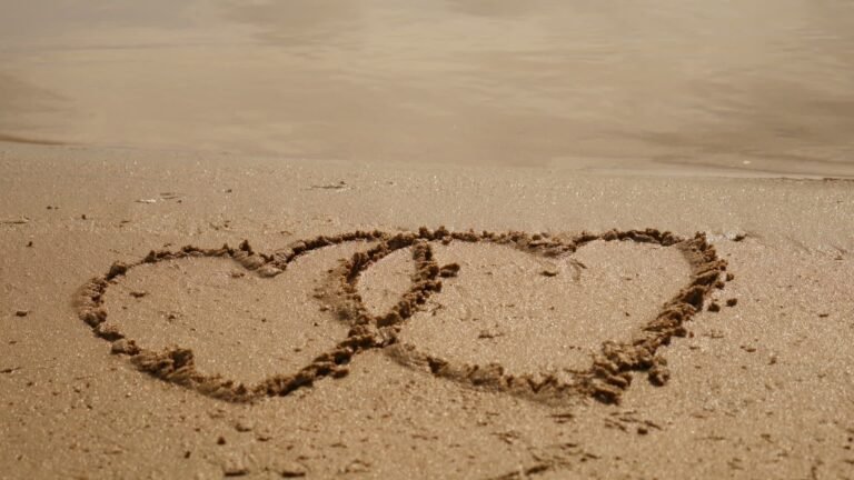 corazones entrelazados en un atardecer