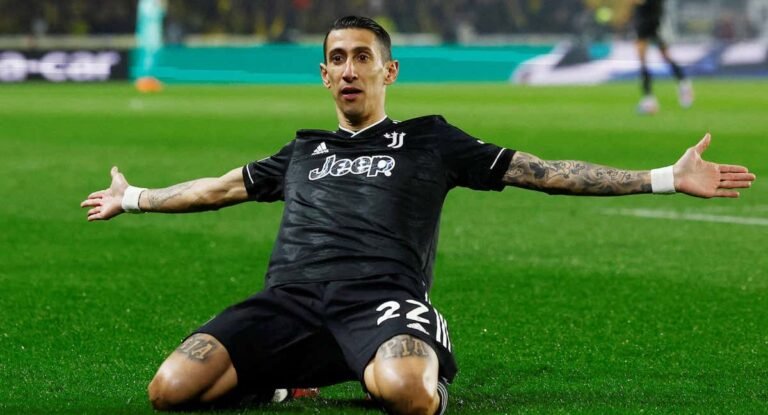 Cuáles fueron los goles de Di María con la Juventus en la temporada 23 di maria celebrando un gol con juventus