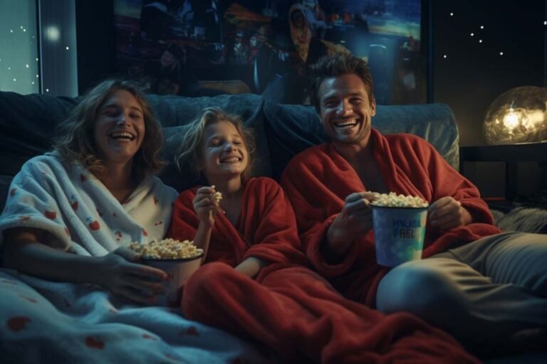 disfrutando de una noche de cine en casa