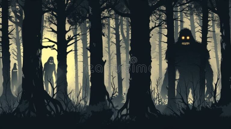 escena de un bosque con misterio