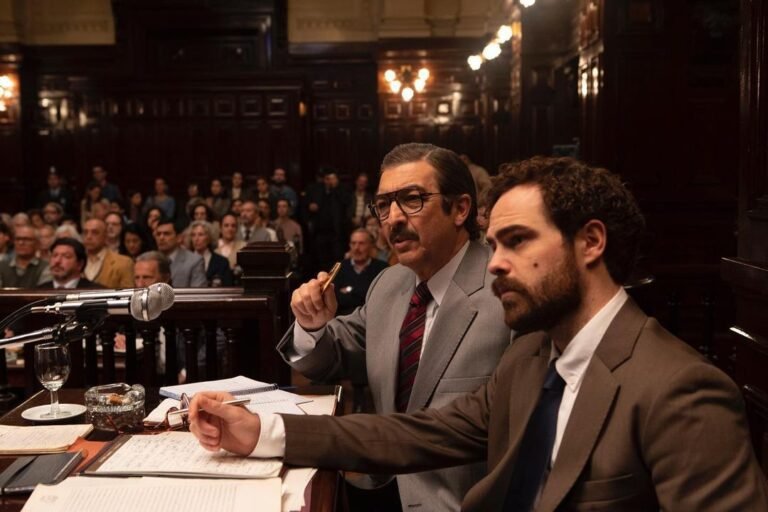 escena de un juicio en una sala