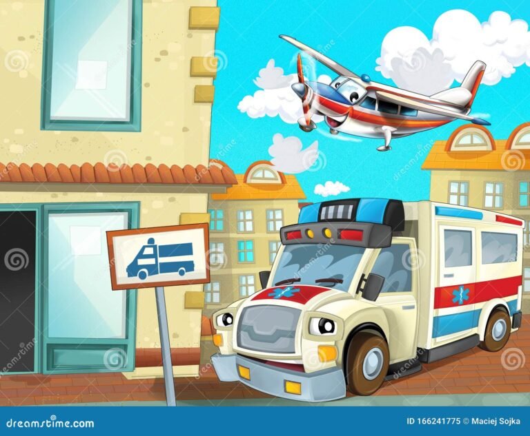 escena de una ciudad con policia y ambulancia