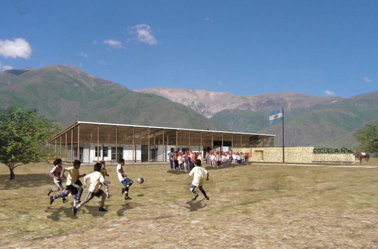 escuela rural en paisaje argentino