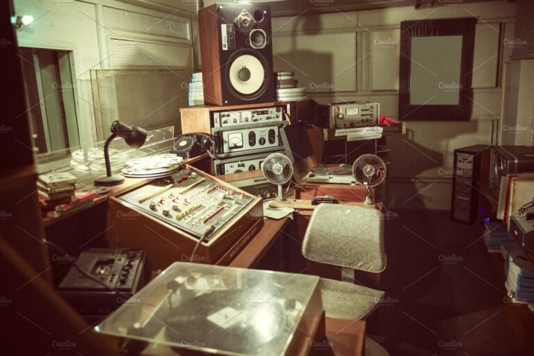 estacion de radio vintage en un estudio