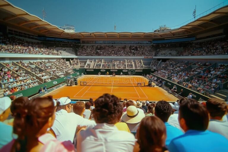estadio lleno durante un partido de tenis
