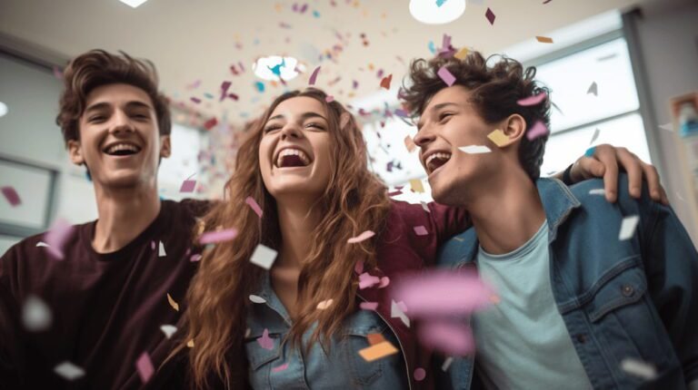 estudiantes celebrando su ultimo dia de clases