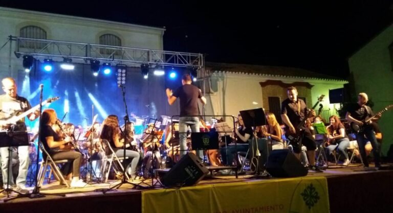 grupo de musica en concierto vibrante