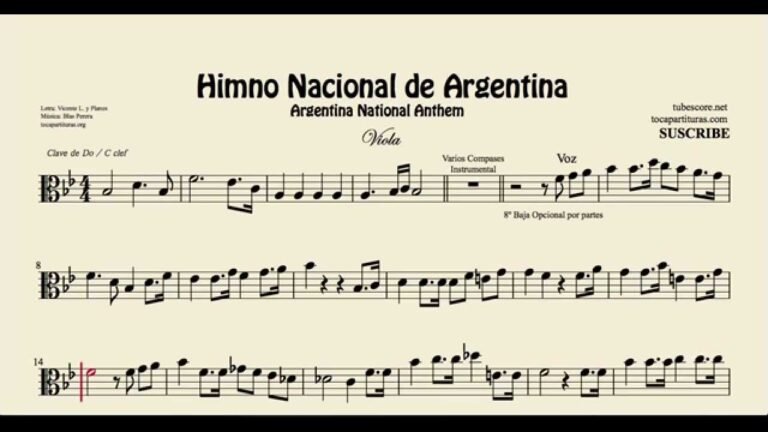 himno nacional argentino en una partitura