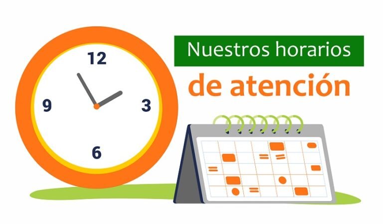 horarios de atencion en un reloj