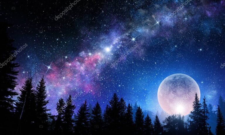 luna llena en un cielo estrellado