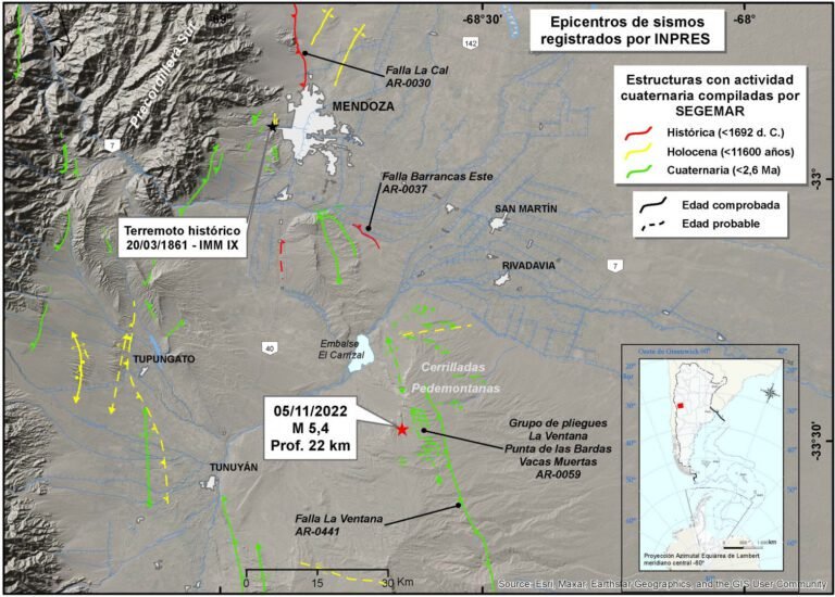 mapa de mendoza con epicentro de sismos