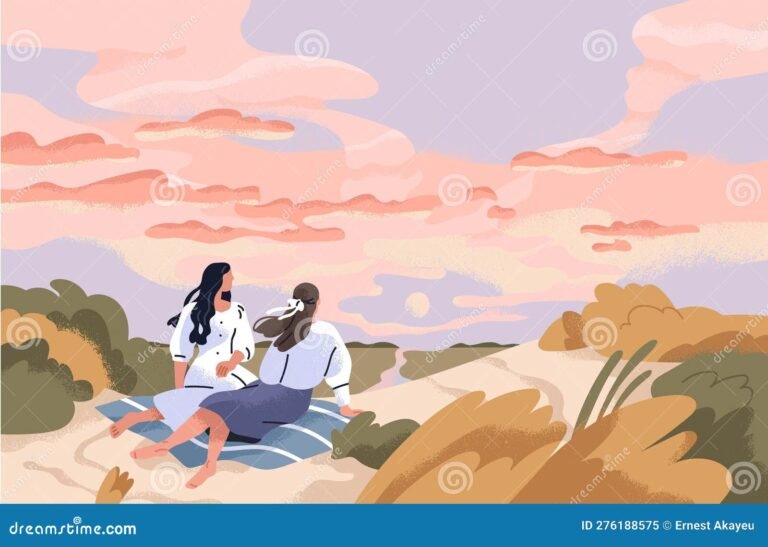 mujer sonando en un paisaje abstracto