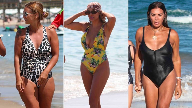 mujer usando malla enteriza en la playa 1