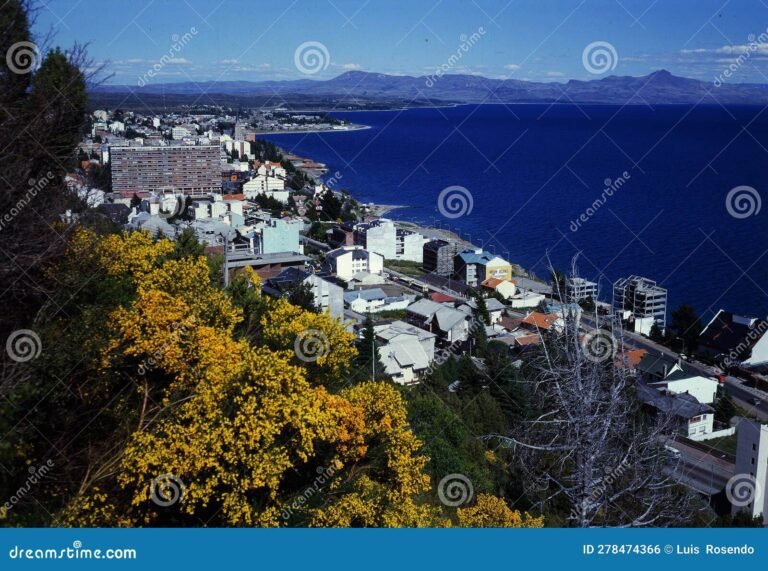paisaje urbano de bariloche con montanas