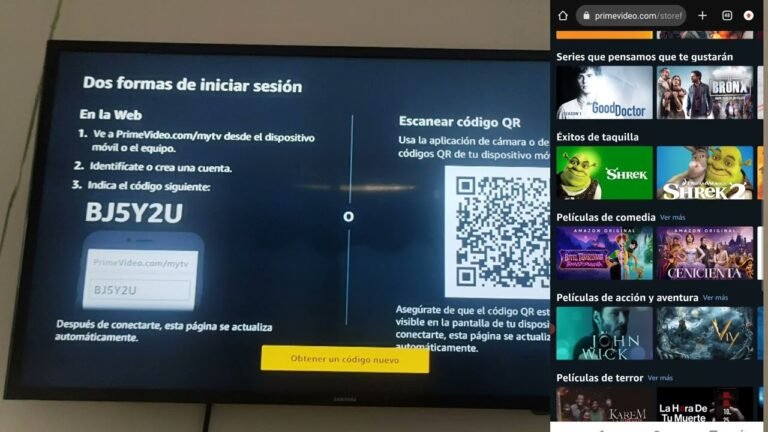 pantalla de television con prime video abierto