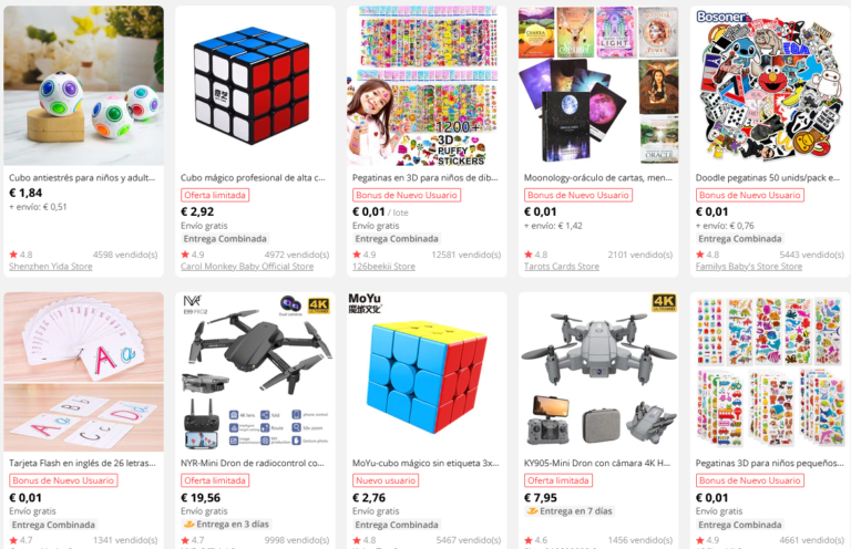 paquete de productos al estilo alibaba