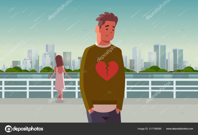 pareja triste en un paisaje urbano