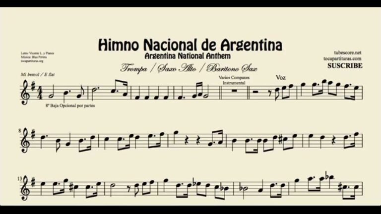 partitura del himno nacional argentino