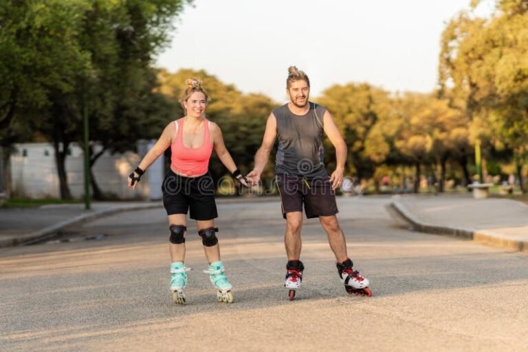 persona patinando en un parque soleado