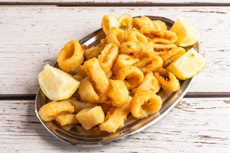 rabas fritas doradas y crujientes