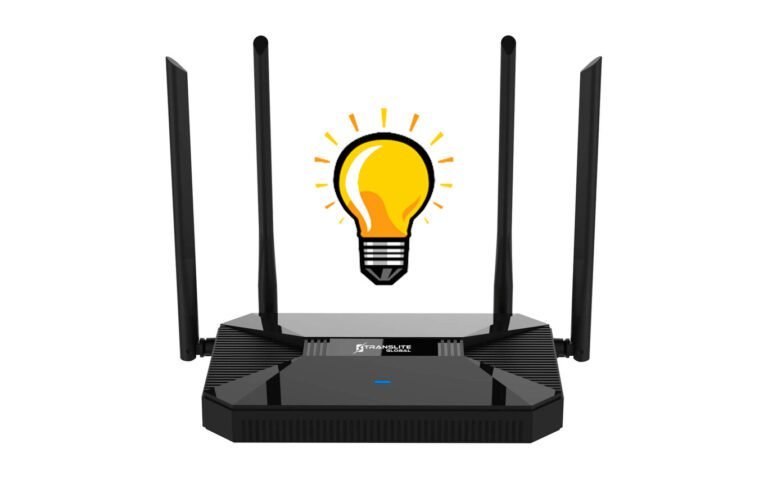router con luces encendidas y cables