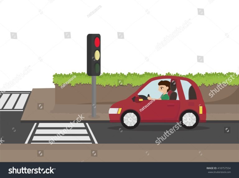 semaforo rojo con vehiculo detenido