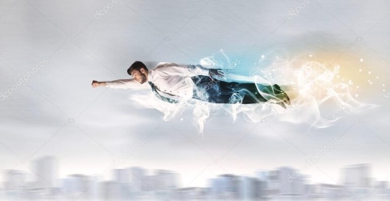 superman volando sobre una ciudad moderna