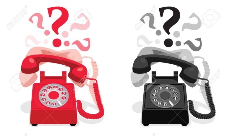 telefono antiguo con signos de interrogacion