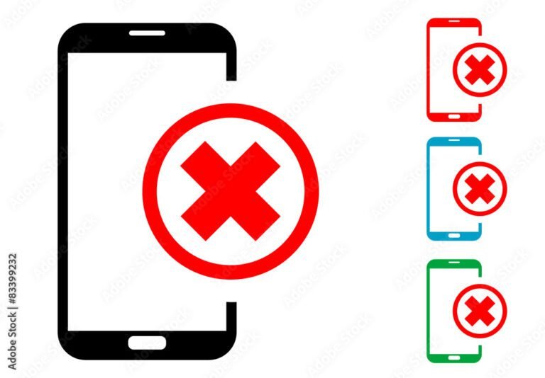 telefono movil con simbolo de error