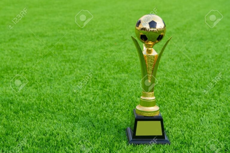trofeo de futbol en un campo verde