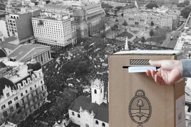 urna electoral en un paisaje politico